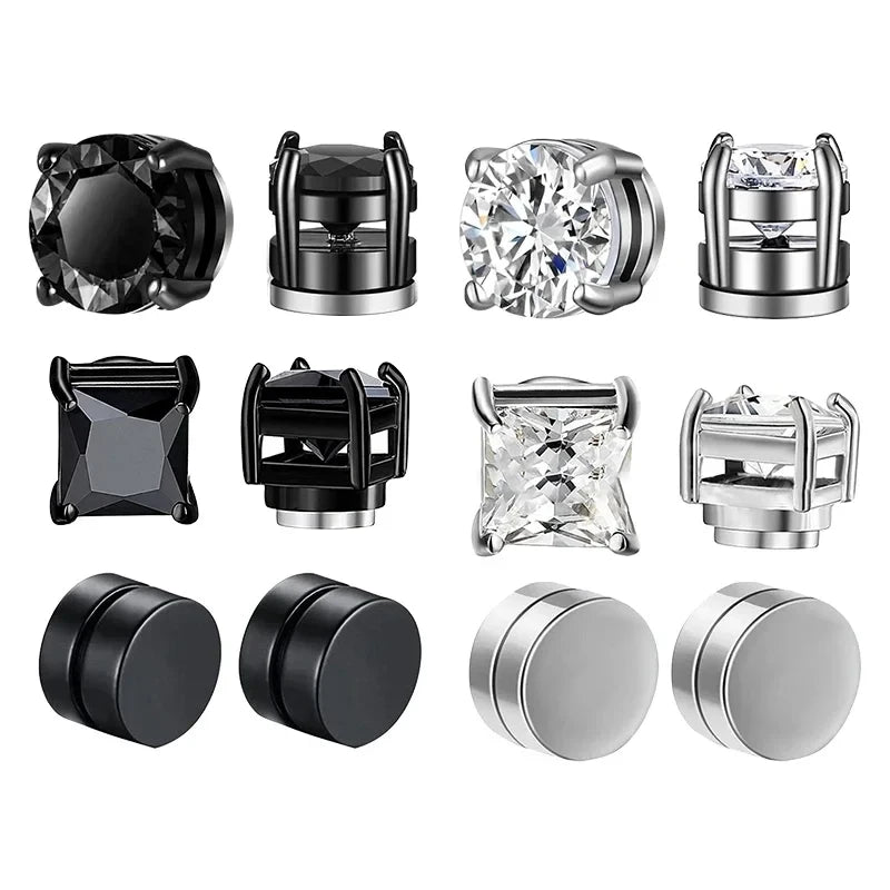 Magnetic Round Crystal Clip Earrings