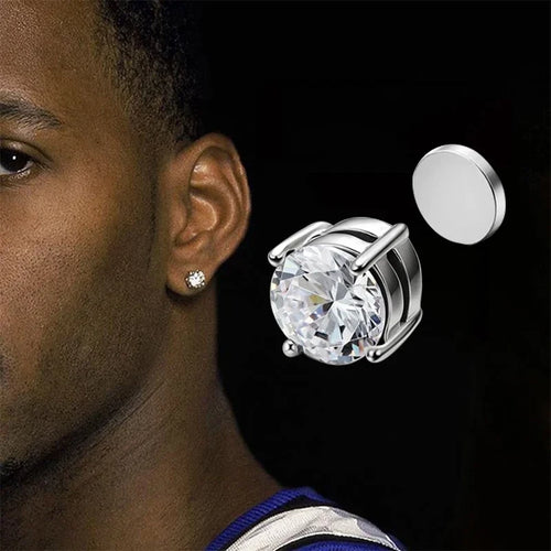 Magnetic Round Crystal Clip Earrings